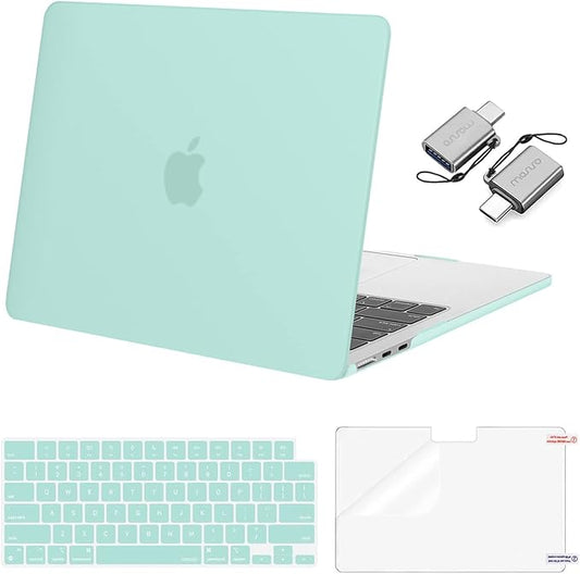 MOSISO Compatible with MacBook Air 13 inch Case 2025 2024 2023 2022 M4 A3240 M3 A3113 M2 A2681, Plastic Hard Shell&Keyboard Cover&Screen Film&Type C for MacBook Air 13.6 inch Case, Mint Green