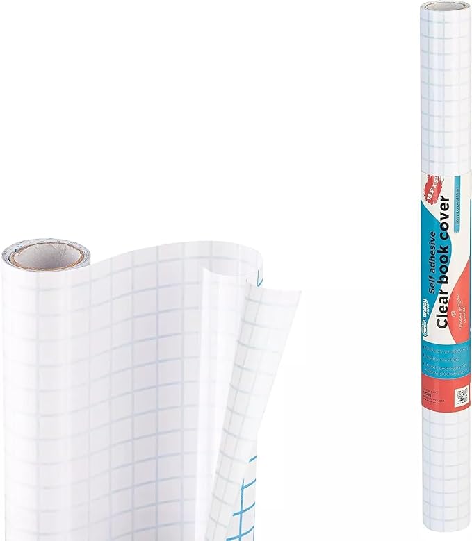 Contact Paper Clear, 17.5” x 5-Feet, Transparent Self Adhesive Book and Textbook Covers for Paperbacks and Hard Covers, Plastic Protective Covering Contact Paper Roll, Acid Free – by Enday