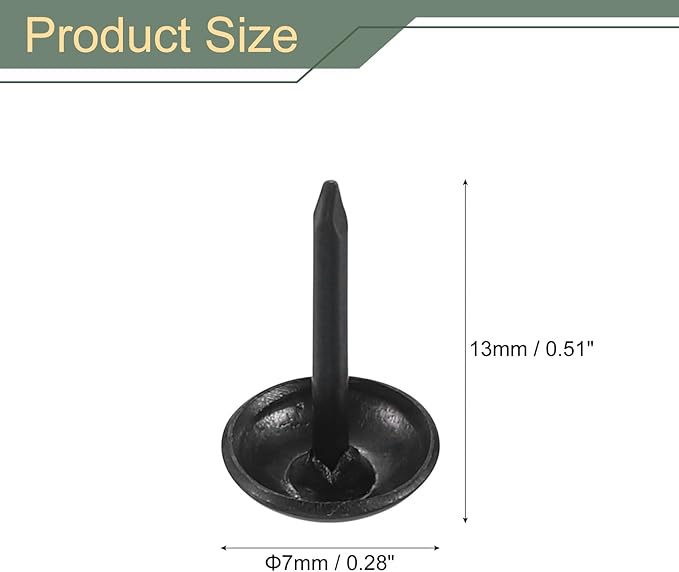 uxcell 100 Pcs Upholstery Tacks, 7 x 13mm Round Head Upholstery Nails Pins Vintage Decorative Furniture Tacks for Chairs Sofas Beds DIY Project, Black