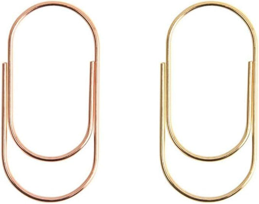 OWLFAVO 36pcs 2inch Jumbo Paper Clips with Clear Box, Rose Gold and Yellow Gold, Funny Cute Paperclips Bookmarks Planner Clips for Fun Office Supplies School Gifts Wedding Decoration