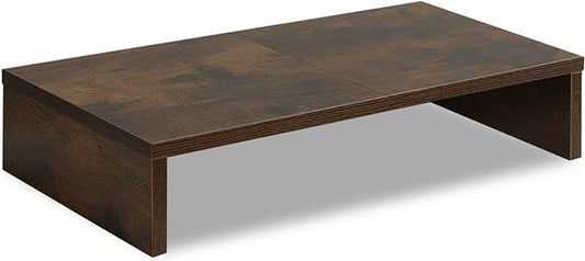 TEAMIX 20 Inch Monitor Stand Riser, Wooden Desktop Riser for TV/PC/Laptop/Printer, Rustic Brown Monitor Riser with Storage, Computer Stand Keyboard Organizer