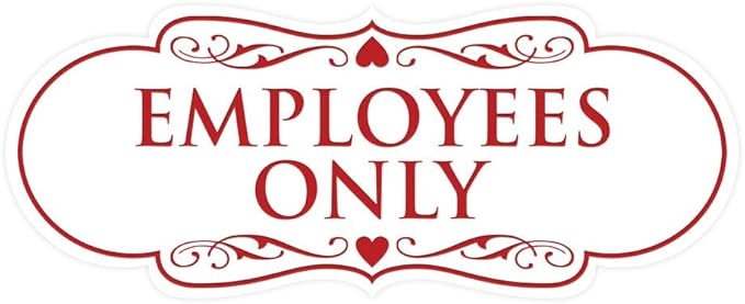 Designer EMPLOYEES ONLY Sign | Easy Installation | Office or Business Signs | Workplace Safety - White/Red - Medium (1 Pack)