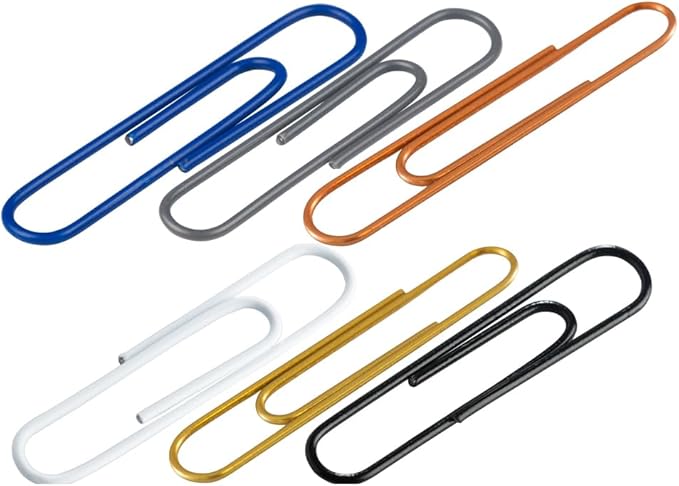 JAM PAPER Colorful Jumbo Paper Clips - Large 2 Inch Paperclips - Business Assortment - 6 Packs of 75