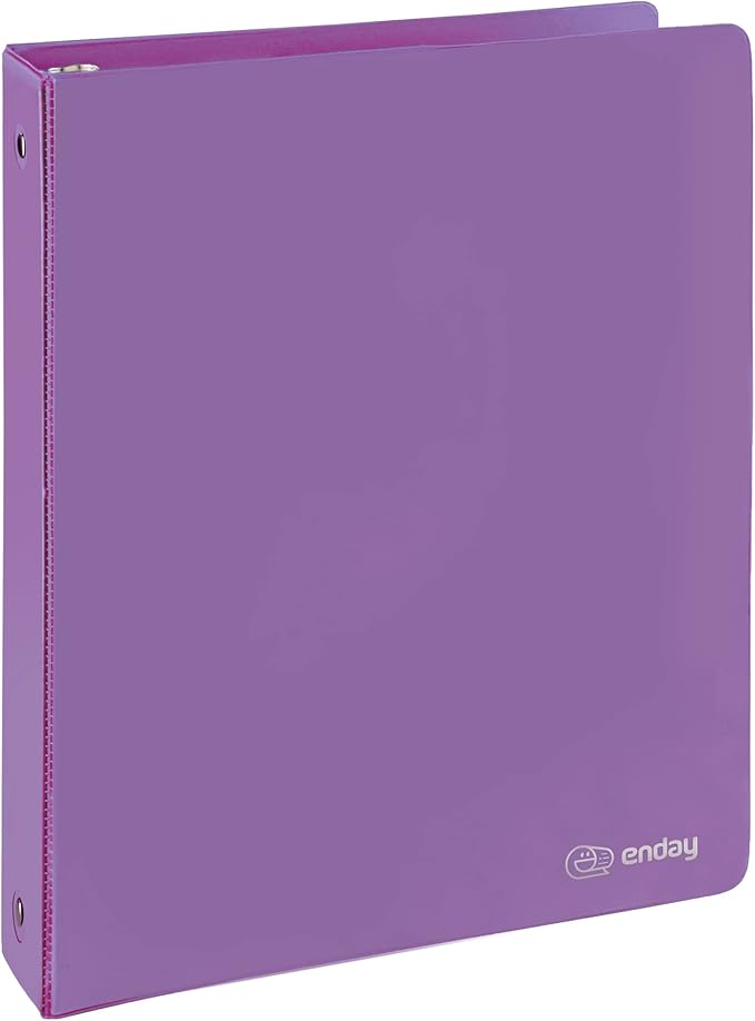 3 Ring Binder 1.5 Inch Purple, 1 ½ inch Binder Clear View Cover with 2 Inside Pockets, Colored School Supplies Office and Home – by Enday