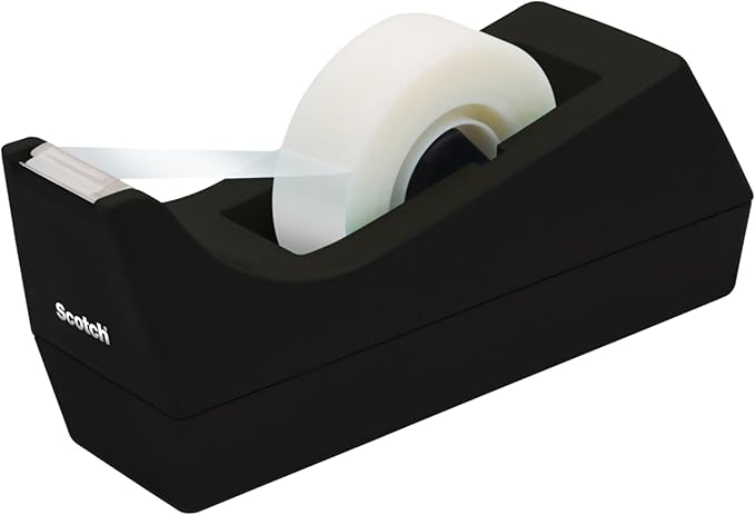 Scotch Classic Desktop Tape Dispenser, Black, 1-inch Core, Made from 100% Recycled Plastic, 1 Dispenser