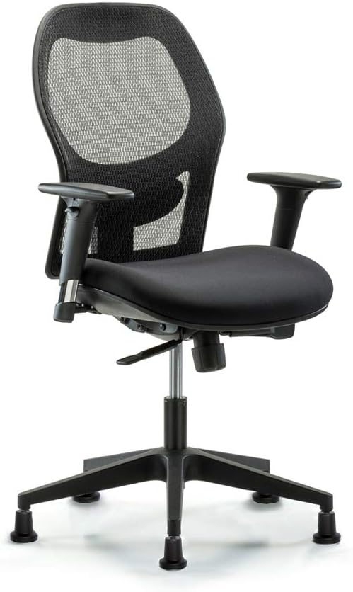 Perch Mesh Office Chair, Ergonomic Black Desk Chairs Arm Rest Without Head Rest, 360° Swivel & Adjustable Height Suitable for Heavy People Comfortable Back Lumbar Support