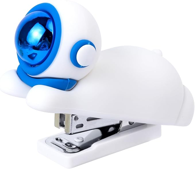 Honagu Cute Stapler, Cartoon Stereoscopic Silicone Stapler, Labor-Saving Office Supplies, Desktop Stationery Gift for Students Kids (White)