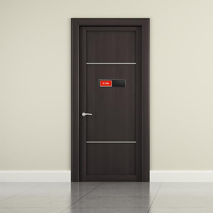 Available or In Use for Home Office Hotles Hospital Restroom, Vacant Occupied Slider Door Tells Whether Room in Use or Available, 7'' x 2''-Black
