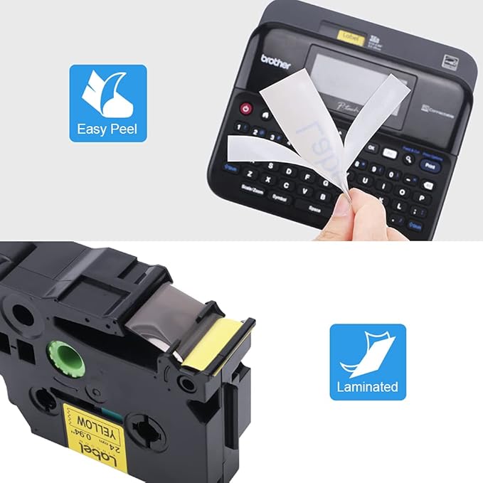 Label KINGDOM TZe-651 24mm Yellow Label Tape Replacement for Brother P-Touch TZ-651 1 Inch Black on Yellow TZ Tape 24mm 0.94 Laminated Yellow Compatible with Brother PTD600 PTD610AD PTP710BT, 3-Pack
