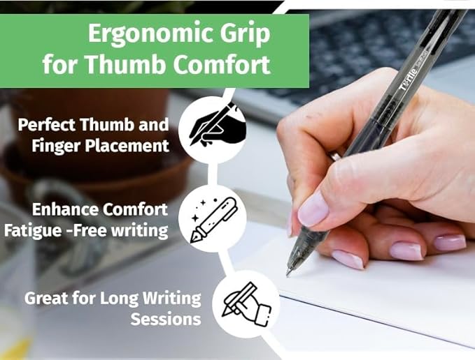 Turtle Swift Gel Pens – Retractable Gel Pens with Black Ink, 0.7mm Medium Point Ballpoint Pens for Writing, Journaling, Note-Taking – Quick-Drying, Smudge-Free – School & Office Supplies - 12-Pack