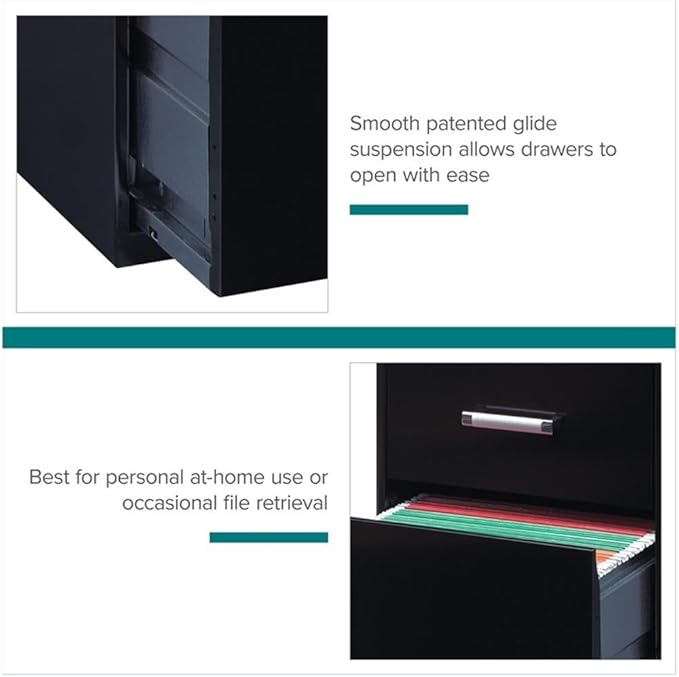 Scranton & Co Set of 2 18" D 3-Drawer Metal Filing Cabinet with Pencil Drawer