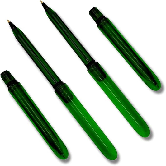 Pokka The USA Made Compact Pen – 4 Pack of Translucent Jewel Toned Aesthetic Ballpoint Pens – Chic, Compact & Colorful – for Stationery, School, Work or Journals (Standard, Emerald)