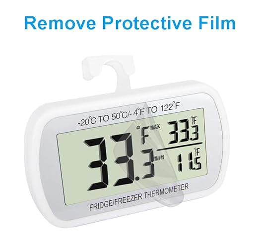 Waterproof Refrigerator Fridge Thermometer, Digital Freezer Room Thermometer, Max/Min Record Function Large LCD Screen and Magnetic Back for Kitchen, Home, Restaurants (2 Pack)