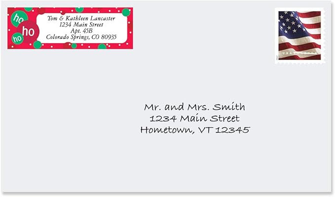 Christmas Designs Rolled Personalized Return Address Mailing Labels with Dispenser, Set of 500, 5 Designs, Small ¾ x 2½ Inch Size, Custom Self-Adhesive Sticker Roll, by Colorful Images