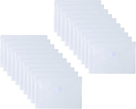 5.5’’ x 8.5’’ Clear Plastic Envelopes Cutting Dies Stencil Crafts Paper File Index Cards Holder 20 Pack Hook Loop Closure