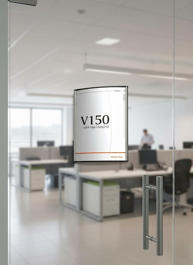 Altavista Signs Set of 10, Metal Sign Holder NAMEPLATE for Wall OR Door Easy Mount Curvature Design Silver A5 Size 6.00" W x 8.27" H | Non Reflective Front Screen | Paper Insert Sign