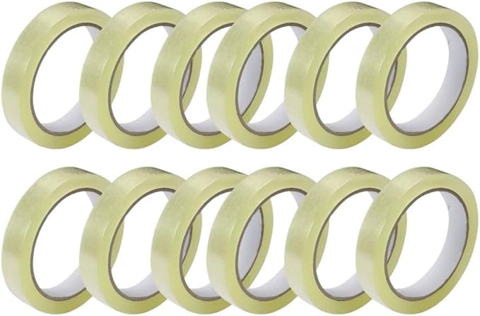 GTSE Premium Clear Tape, Dispenser & Heavy Duty Scissors, 1 inch x 217 feet, Strong Transparent Gift Wrap Tape for Home, Office, 12 Rolls