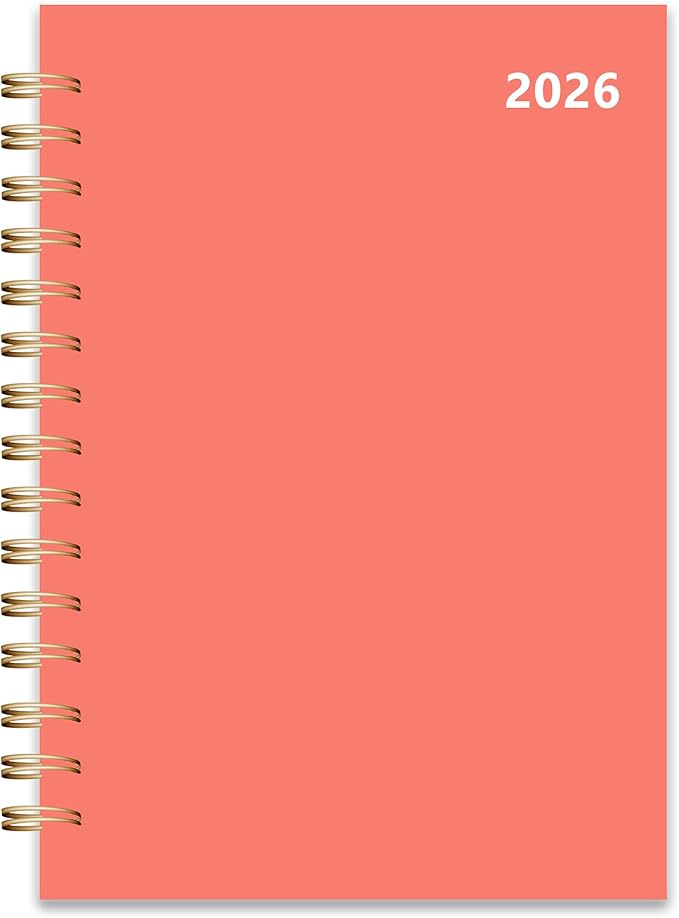 Planner 2026 January to December, 5.5" x 8.5" Daily Weekly and Monthly Calendar Planner for Productivity, Goal Setting & Time Management, Organizer for Work, School & Life - Orange Hard Cover