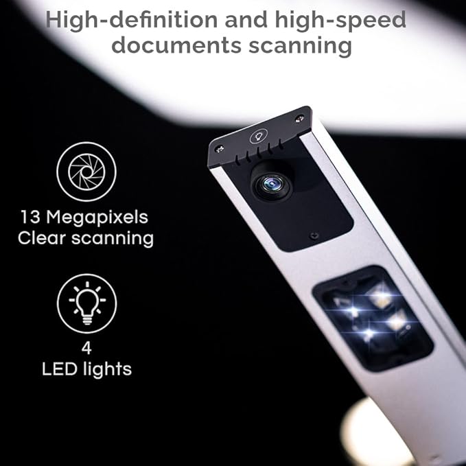 D800 Portable Document Camera: High Definition 13MP Document Scanner USB Visualizer Capture Size A3 Multilingual OCR Detection for Remote Lessons Office and Education, Not Compatible with Mac