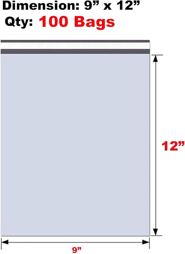 iMBAPrice 100 - 9x12 Premium Matte Finish Self-Sealing Non-Padded White Poly Mailers/Mailing Envelopes/Bags (iMBA-3PM-100)