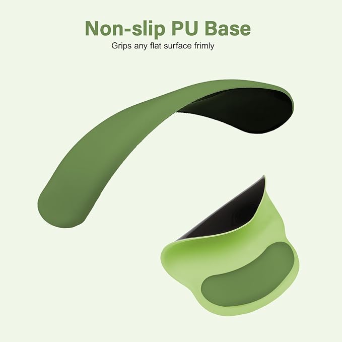 MOSISO Wrist Rest Support for Mouse Pad&Keyboard Set, Circle Curved Ergonomic Mousepad&Coaster Non-Slip Base Home/Office Pain Relief&Easy Typing Pad with Soft Cloth&Silicone Lining, Olive Green