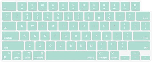 MOSISO Keyboard Cover Skin Compatible with MacBook Air 15 inch M3 A3114 M2 A2941/Air 13.6 A3113 A2681/Pro 14/16 M4 M3 M2 M1, Mint Green