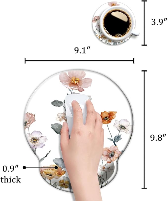 Ergonomic Mouse Pad with Wrist Support,Mouse Pad with Wrist Rest,Relieve Wrist Pain Mousepad Non-Slip Rubber Base,Mouse Pads for Desk,Computers,Laptop,Office,Home,Accessories Watercolor Floral