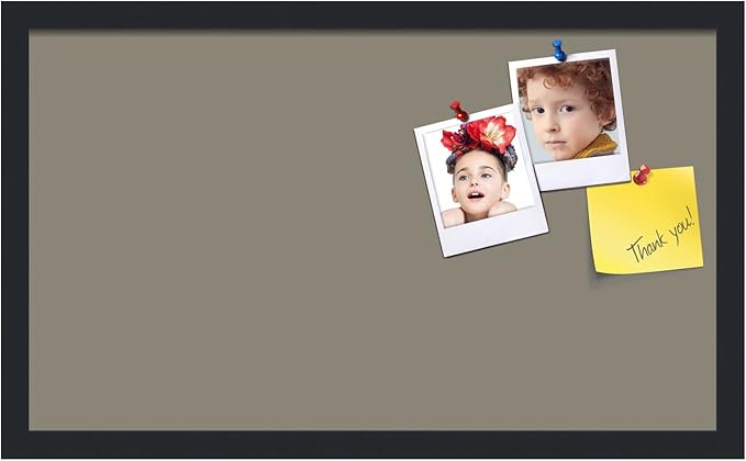 PinPix 24x14 Inch Cork Bulletin Board. This Decorative Framed Pin Board Comes with Pewter Design and a Satin Black Frame. Ideal for Home Office Decor or Message Board (PinPix-1812)