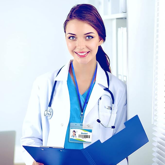 Beebel ID Badge Holder Lanyards with Waterproof Badge Card Bulk Lanyard for Name Tags Holders(Red)