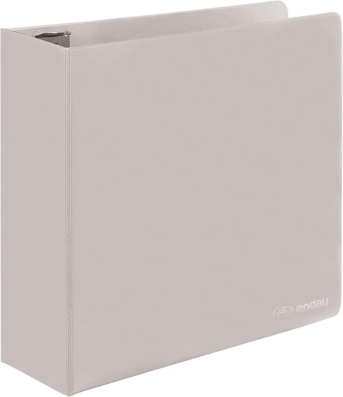 3 Inch Binder 3 Ring Binders Grey, Slant D-Ring 3” Clear View Cover with 2 Inside Pockets, Heavy Duty Colored School Supplies Office and Home Binders – by Enday