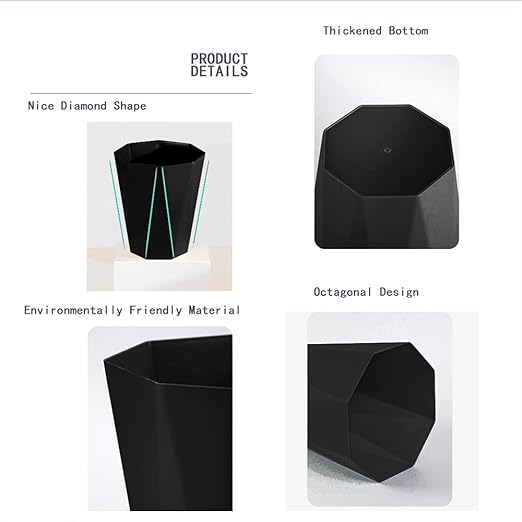 Small Trash Can 2.6 Gallon Bathroom Garbage Can Waste Basket Recycling Bin for Toilets Dorms Kitchens, Black