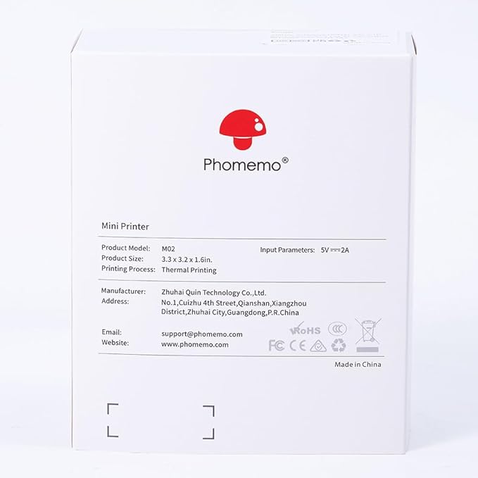 Phomemo Mini Sticker Printer- Mini Printer Sticker Maker Machine M02, Print Pods Suitable for Creative DIY, Diaries, Photos, Study Notes, Portable Thermal Inkless Label Maker for Home/Travel, White