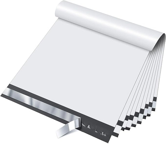 Fuxury 100 Pcs 12x15.5" Poly Mailers,Heavy Duty Shipping Bags for Clothing,Self Seal Plastic Mailing Envelopes for Books Packaging Postal Return Business,White