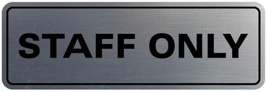 All Quality Standard Staff Only Wall or Door Sign | Easy Installation | Office Workplace Signs | Enhanced Security ‌ - Silver - Large (1 Pack)