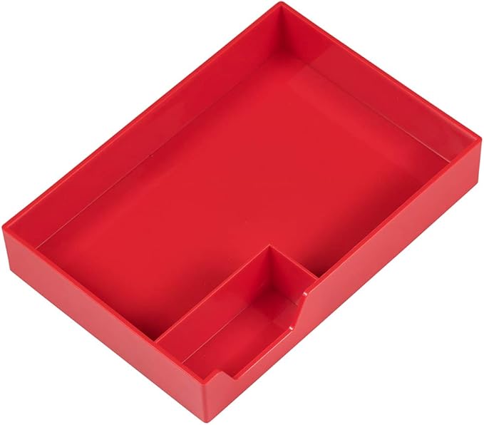JAM PAPER Stackable Desktop Trays - Red - Office Desk Deluxe Set - 1 Top Tray, 2 Letter Trays, & 1 Pen Holder/Pack
