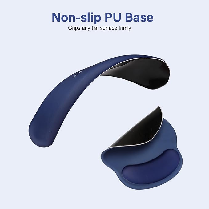 MOSISO Wrist Rest Support for Mouse Pad&Keyboard Set, Circle Curved Ergonomic Mousepad&Coaster Non-Slip Base Home/Office Pain Relief&Easy Typing Pad with Soft Cloth&Silicone Lining, Navy Blue