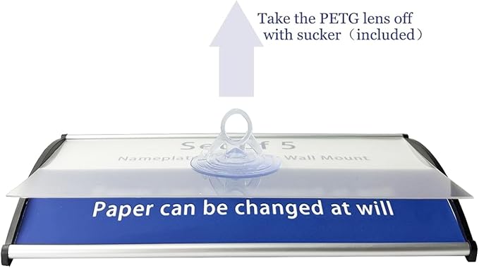 Set of 5 Curved Name Plate Holder 8" x 4" Wall Mount Office Business Door Sign Holder Aluminum Sturdy Office Sign Frame with Adhesive Tape Film for Business Cubicle Custom Display - Silver