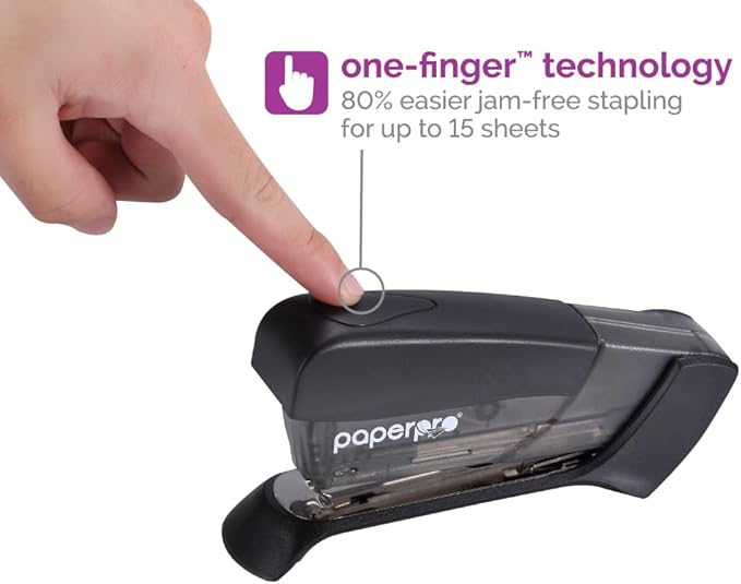 Paper Pro Compact Classic No Effort, One Finger, 80% Easier Staplers - Great for Carpal Tunnel and Arthritis, Assorted (3054)