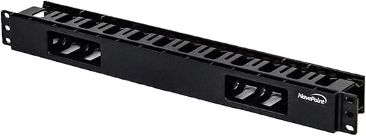 Navepoint 1U Horizontal 19-Inch Rack Mount Cable Management Raceway Duct Panel with Cover Black