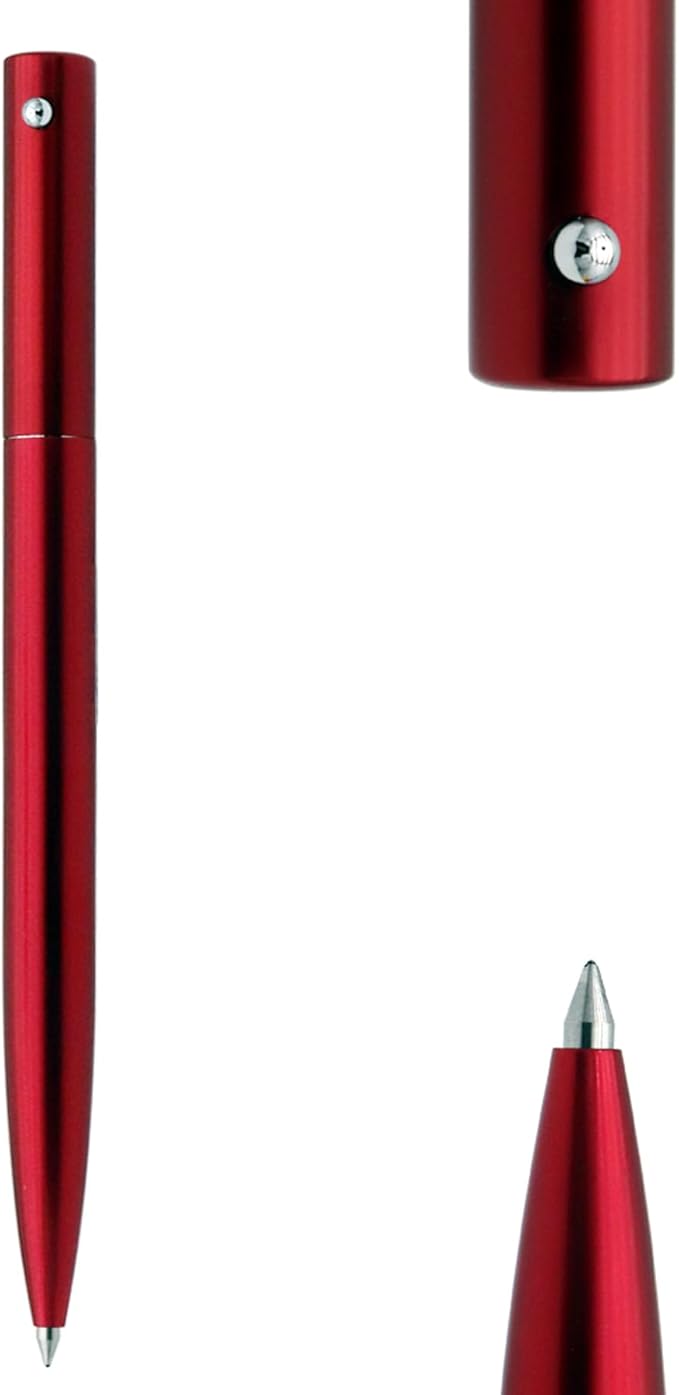 DUNBONG Retractable Metal Gel Pen, 0.5mm Medium Point Ballpoint Pens, Black Gel Ink (Red)