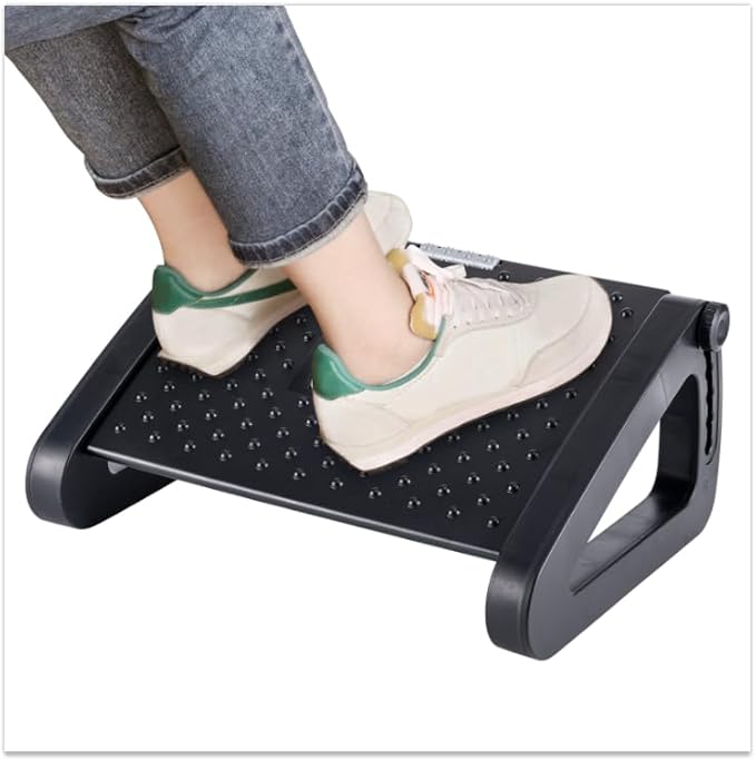 Foot Rest, Six Heights Adjustable Foot Rest for Under Desk at Work, Ergonomic Foots Stool for Under Office Desks, Under Desk Footrest with Foot Massage Roller, Chair Footrest for Leg Rests