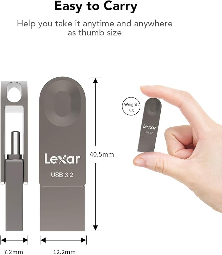 Lexar E32C 128GB Type-C USB Flash Drive, USB-A&USB-C 3.2 Gen 1 Dual Drive OTG 100MB/s Read, Thumb Drive Swivel Design Jump Drive for USB 3.0/2.0, Memory Stick for Android Smartphone, Laptop, PC