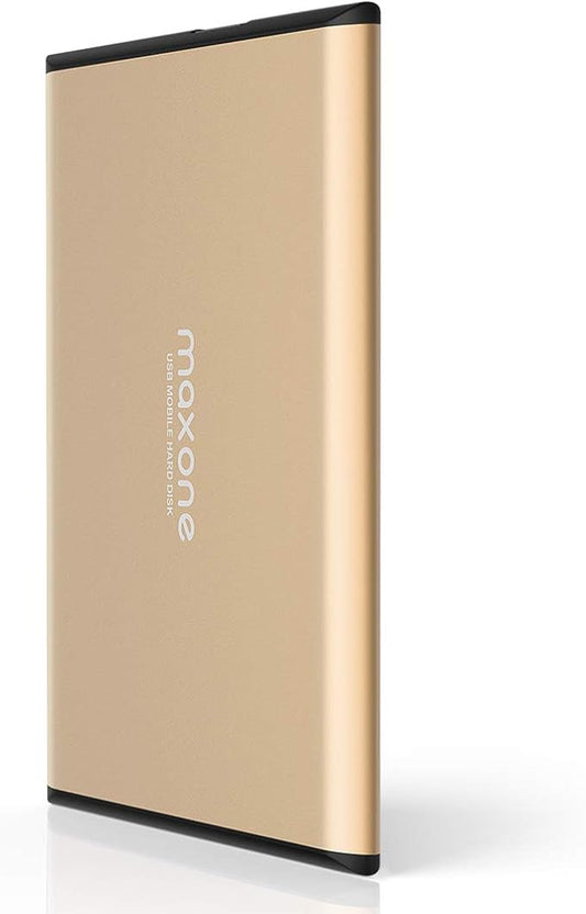 Maxone 320GB Ultra Slim Portable External Hard Drive HDD USB 3.0 Compatible with PC, Laptop, Gold