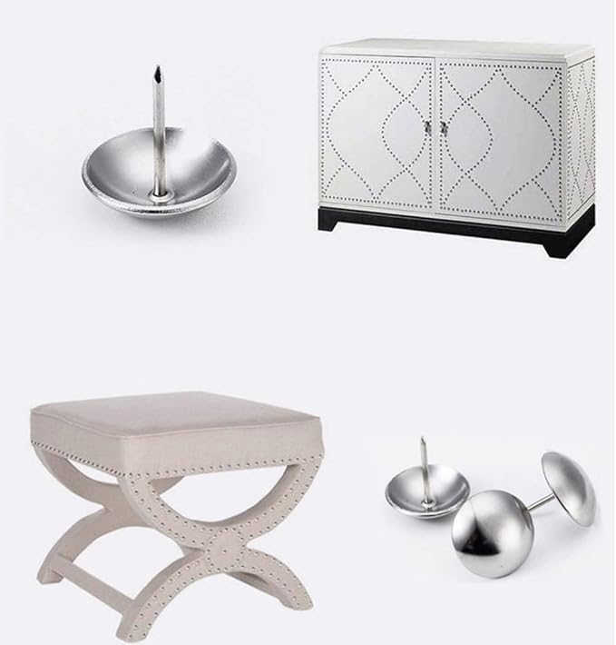 500Pcs Upholstery Tacks, BetterJonny Decorative Furniture Nails Pins Sliver Metal Thumb Tacks for Upholstered Furniture Cork Board, Home Decor(17X11MM)