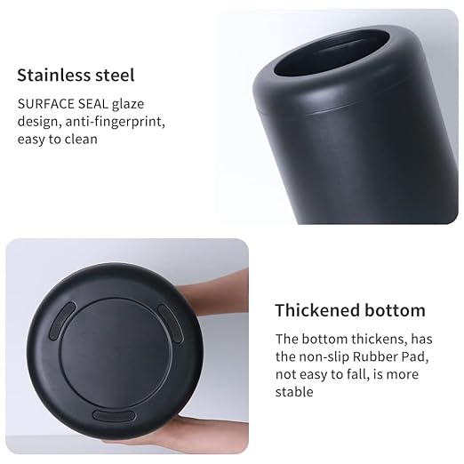 Black Metal Trash can,10L/2.6GAL,Open Top Wastebasket Bin,Garbage Can for Bathroom,Living Room,Office,Kitchen,Bedroom,Hotel (Black)