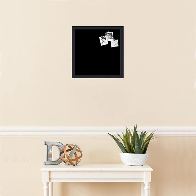 PinPix 14x14 Inch Cork Bulletin Board. This Decorative Framed Pin Board Comes with Solid Black Design and a Satin Black Frame. Ideal for Home Office Decor or Message Board (PinPix-622)