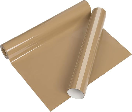 VINYL FROG Heat Transfer Vinyl Roll HTV Vinyl - 12" x5ft Camel Iron on Vinyl for T-Shirts, Heat Press Vinyl for DIY Craft Designs (Camel)