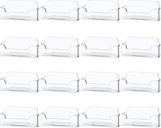 16 Pack Clear Desktop Business Card Holder Display, Plastic Business Card Stand for Office