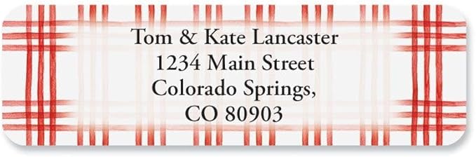 Christmas Red Plaid Standard Rolled Address Labels - Set of 125 2 1/2" x 3/4" Rolled Labels