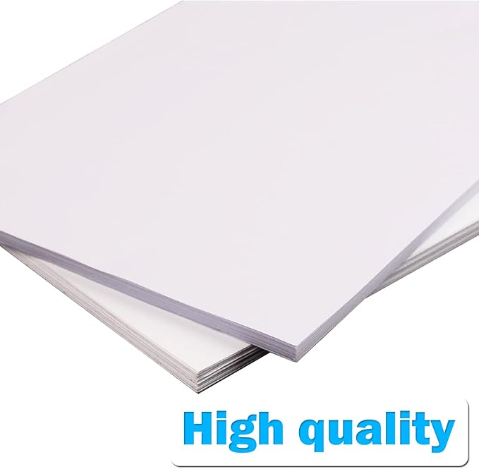 RBHK Sticker Paper, 8.5" x 11" Full Sheet Label Stickers Paper for Laser & Inkjet Printers (500 Sheets, 500 Labels)